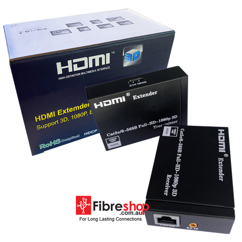 HDMI Extender (Transmitter & Receiver) Over single  Cat5e/6/7, Support 1080P Up to 60m.