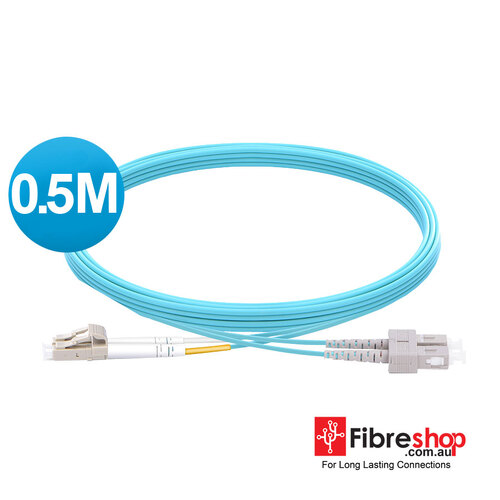 LC-LC UPC Duplex OM3 Multimode Fibre Patch Lead 2.0mm PVC (OFNR) 0.5M