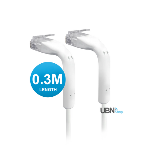 UniFi Patch Cable 0.3m White, Both End Bendable to 90 Degree, RJ45 Ethernet Cable, Cat6, Ultra-Thin 3mm Diameter